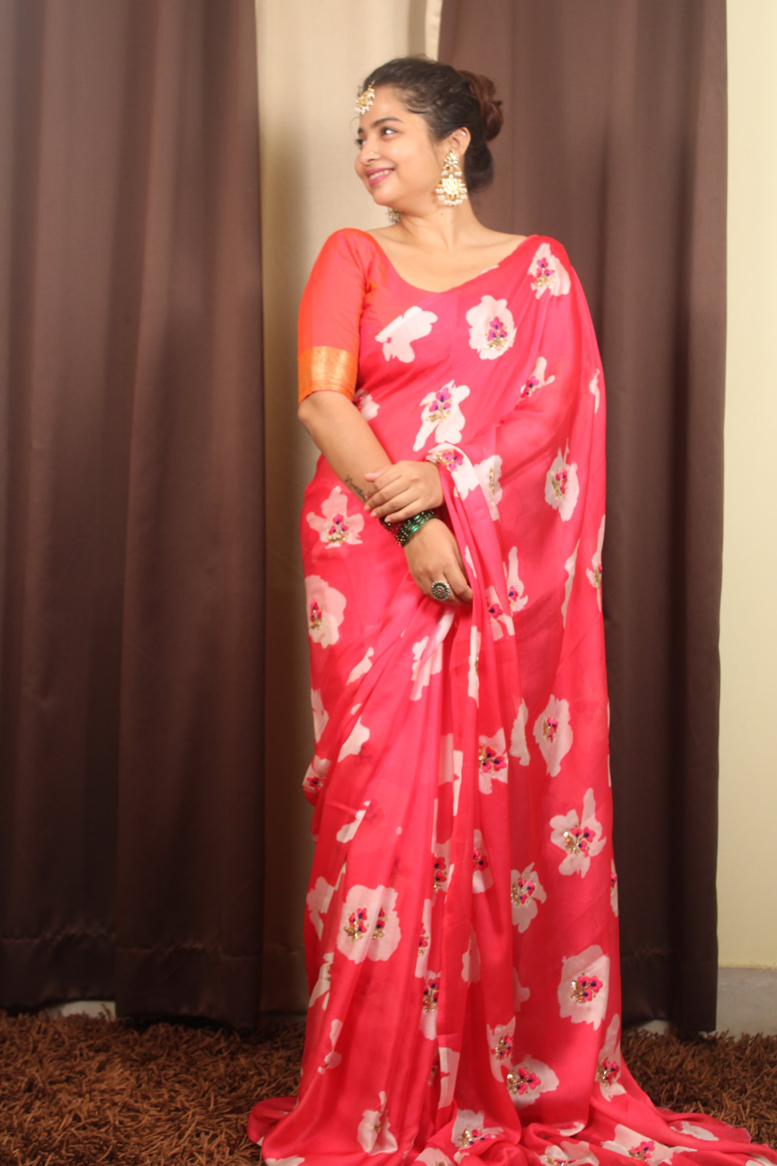 Chinon Silk Printed Saree