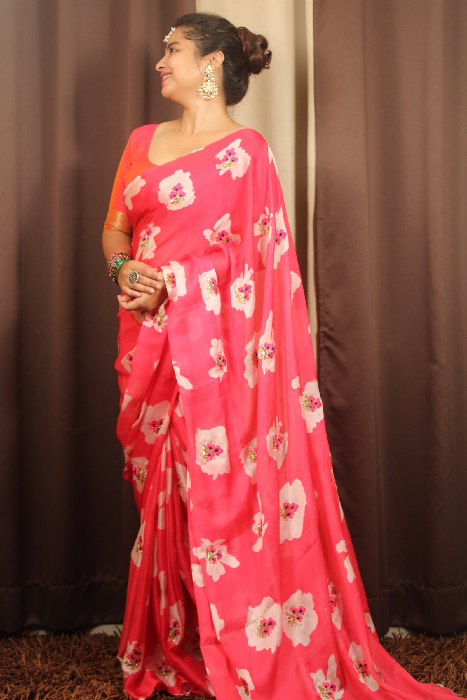 Chinon Silk Printed Saree