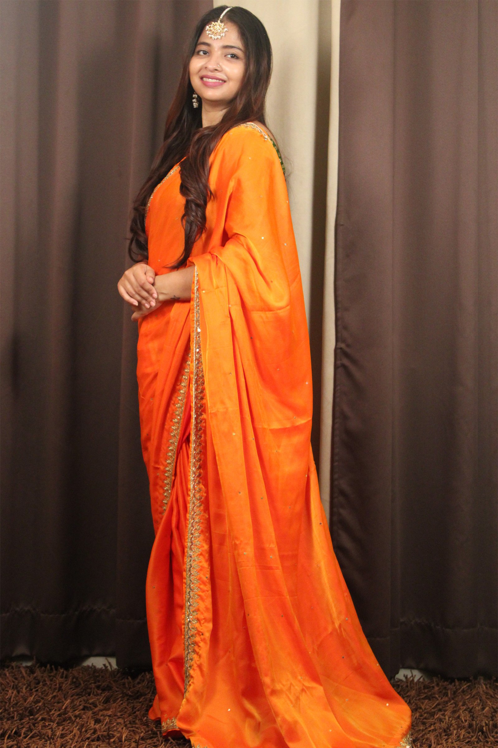 Crepe Silk saree with hand-embroidered Aari work