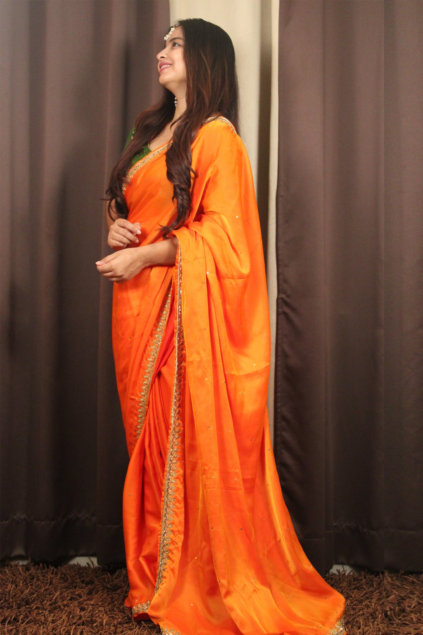 Crepe Silk saree with hand-embroidered Aari work