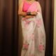 Hand Printed & Hand Embroidered Organza Silk Saree Hand Printed & Hand Embroidered Organza Silk Saree