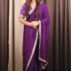Pure Chinon Silk Saree With Hand-embroidered Zardosi Work Pure Chinon Silk Saree With Hand-embroidered Zardosi Work