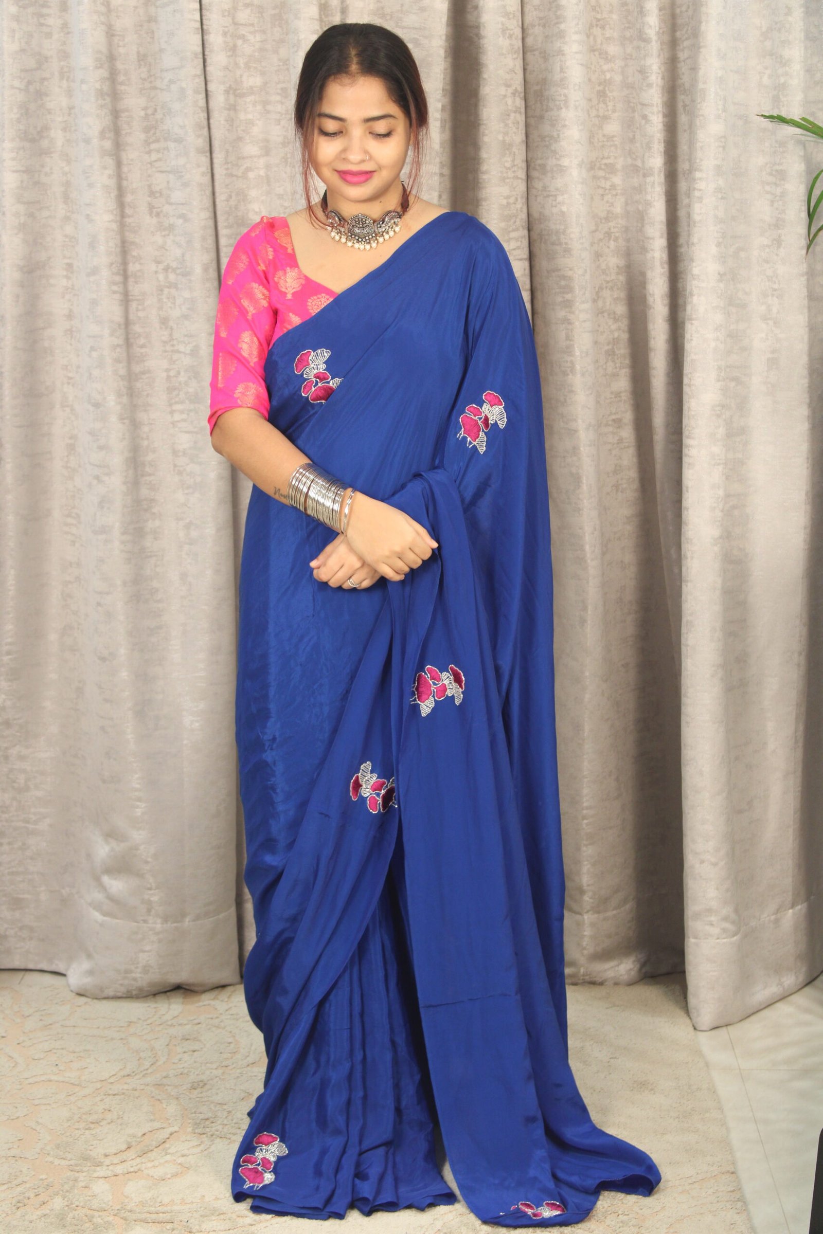 Pure Crepe Silk Hand Embroidered Saree