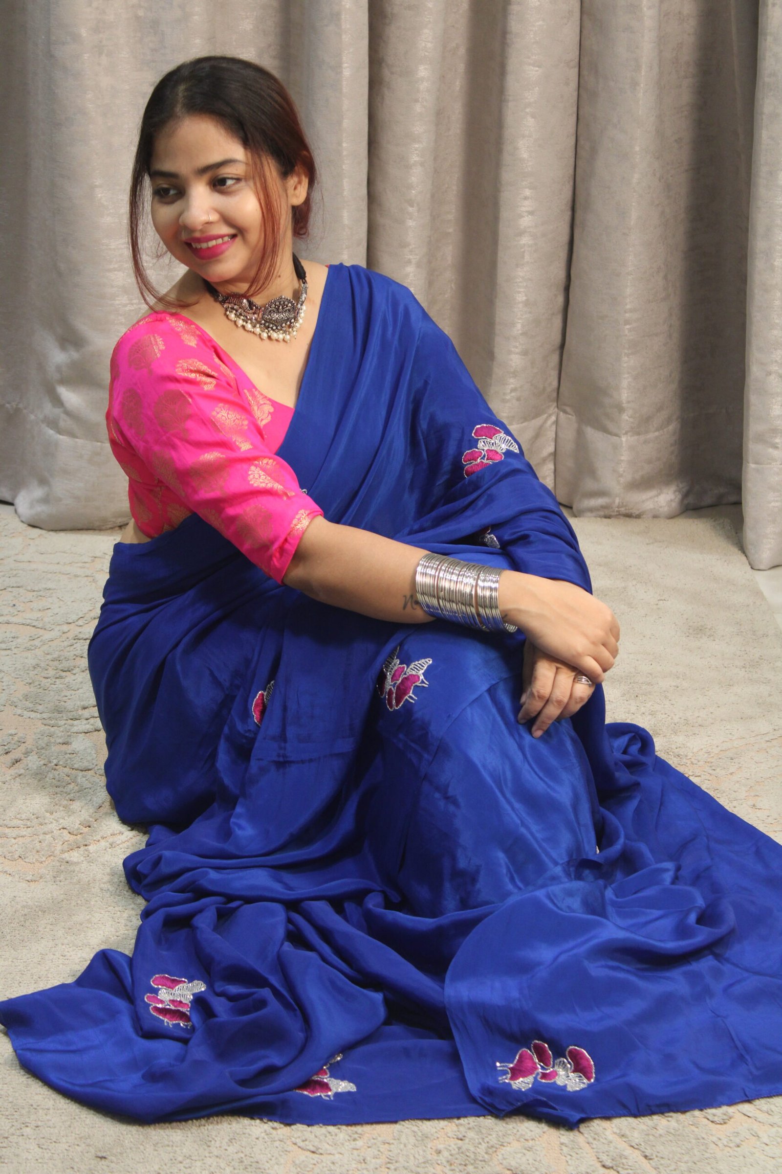 Pure Crepe Silk Hand Embroidered Saree