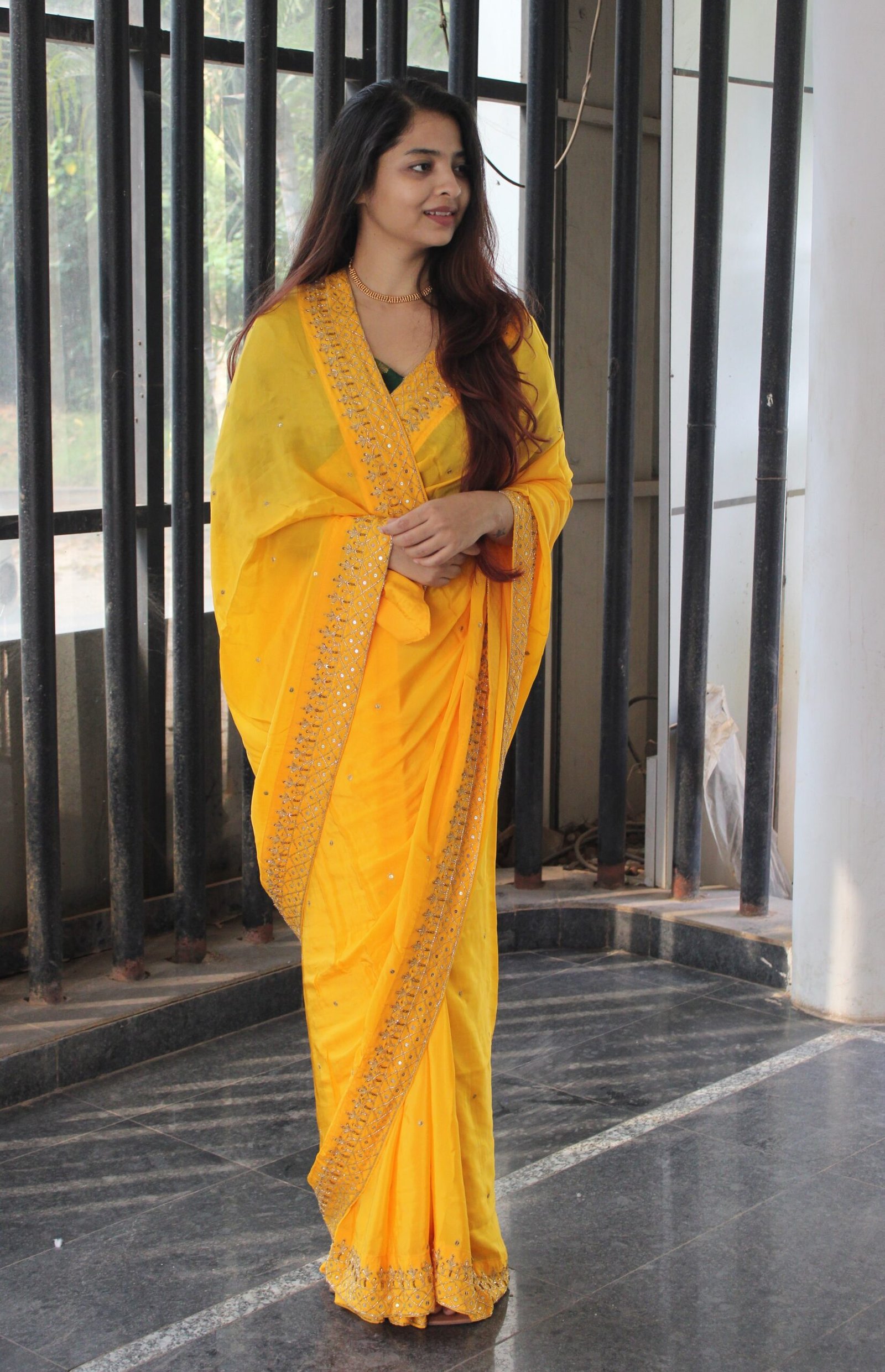 Pure crepe silk Handmade saree