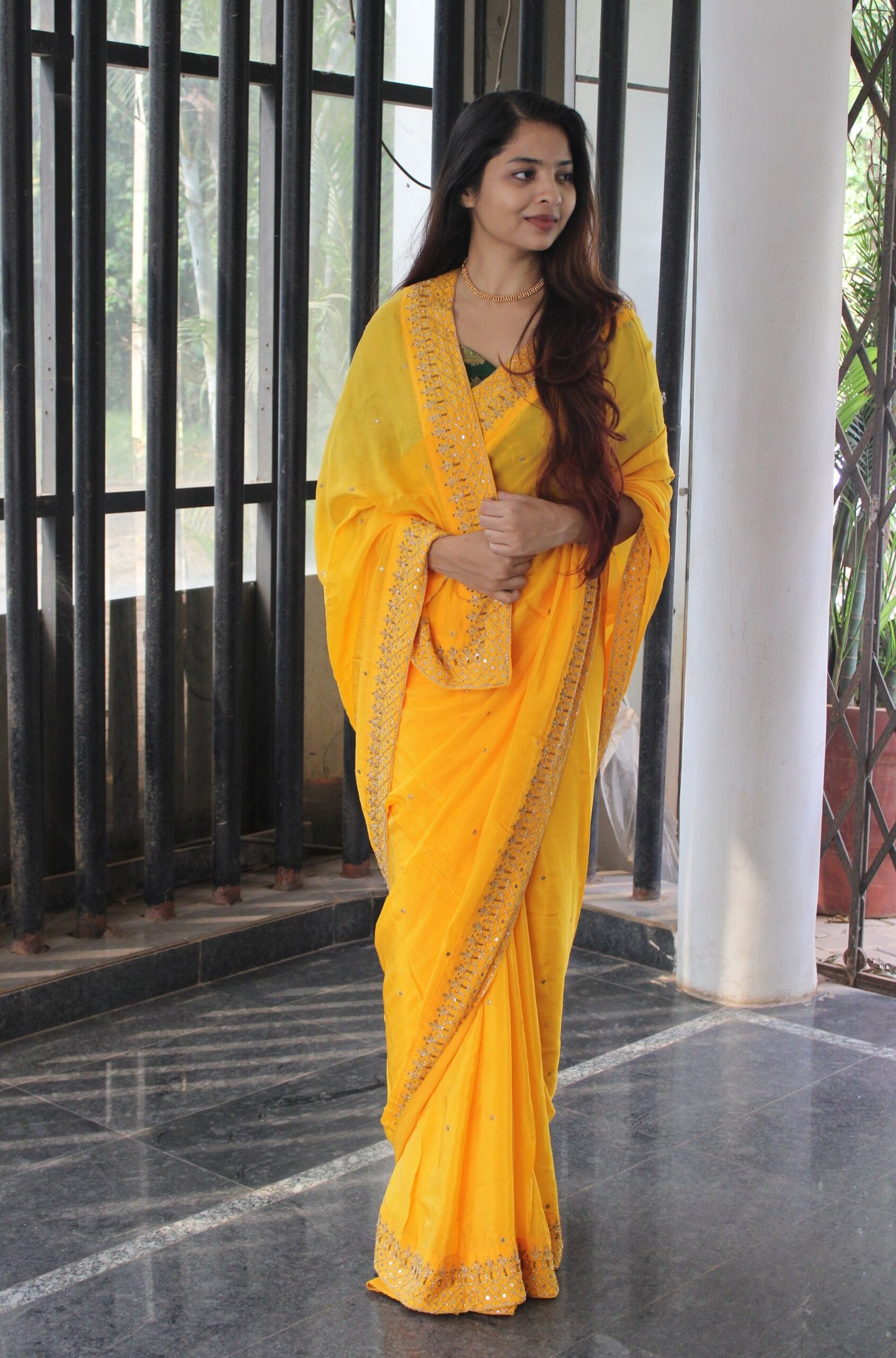Pure crepe silk Handmade saree