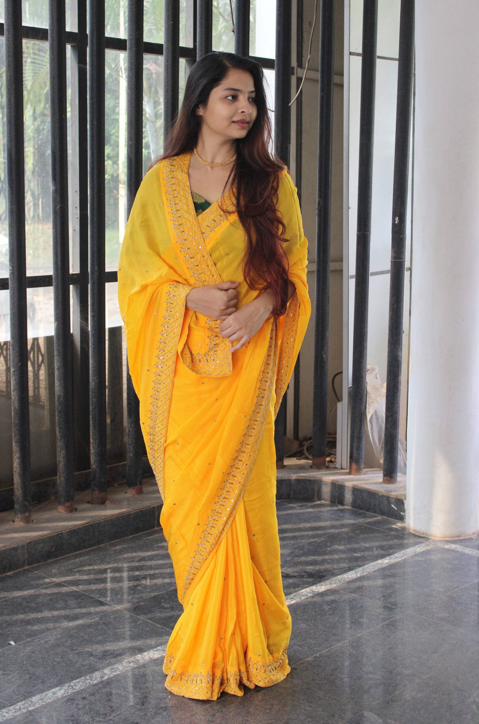 Pure crepe silk Handmade saree